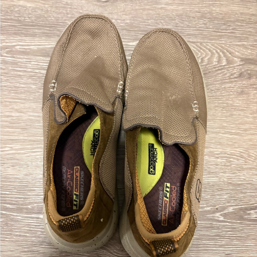Skechers Tan Mesh Slip-On Men's Loafers